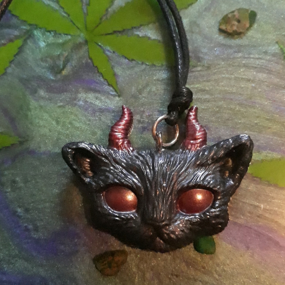 Red eyed Dragon Kitty pendant